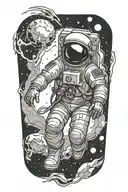 dead astronaut floating in space tattoo design idea