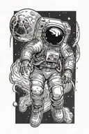 dead astronaut floating in space tattoo design idea