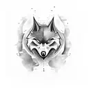 Crow against wolf tattoo design idea