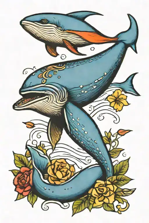 Blue Whale tattoo design idea