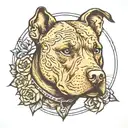 pit bull portrait tattoo design idea