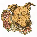 pit bull portrait tattoo design idea