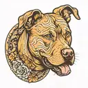 pit bull portrait tattoo design idea