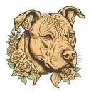 pit bull portrait tattoo design idea
