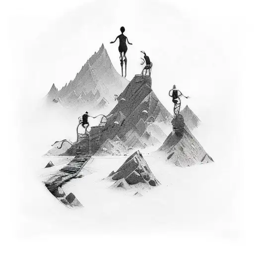 I want to design a back tattoo to my right shoulder blade, bouldering theme, I imagine it that 2 people are climbing on  tattoo design idea