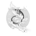 koi fish swimming in water that turns into a Japanese dragon wrapping around a cherry blossom  tattoo design idea