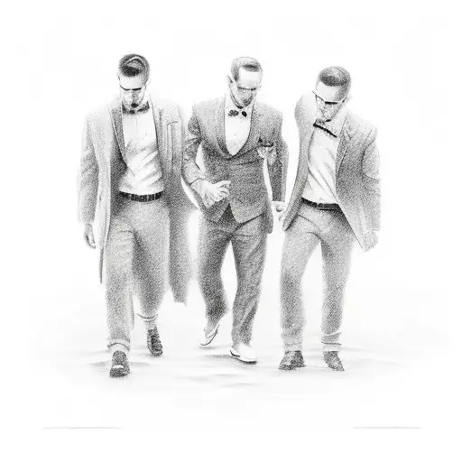 Dad with two sons walking  tattoo design idea