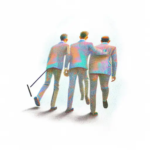 Dad with two sons walking  tattoo design idea