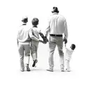 Dad with two sons walking  tattoo design idea