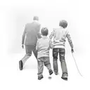 Dad with two sons walking  tattoo design idea