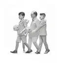 Dad with two sons walking  tattoo design idea