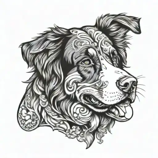 bernese mountain dog male tatoo b/w tattoo design idea