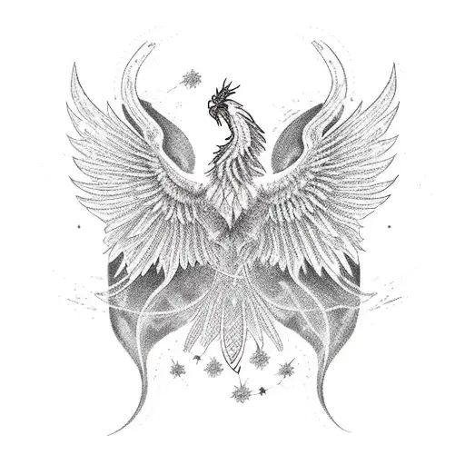 phoenix with scorpio constellation tattoo design idea