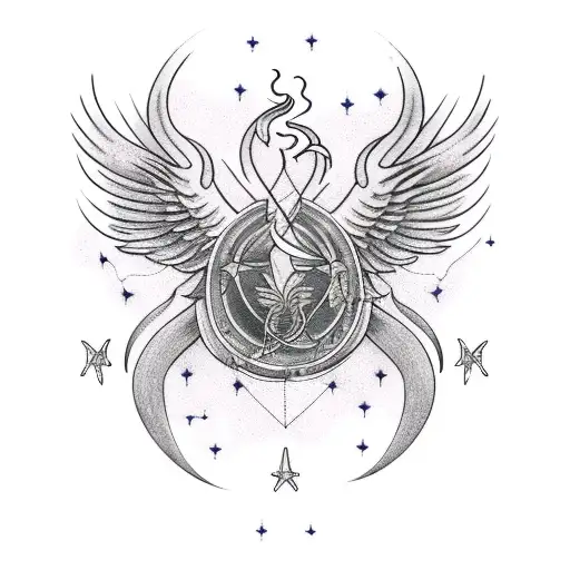 phoenix with scorpio constellation tattoo design idea