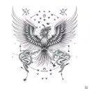 phoenix with scorpio constellation tattoo design idea