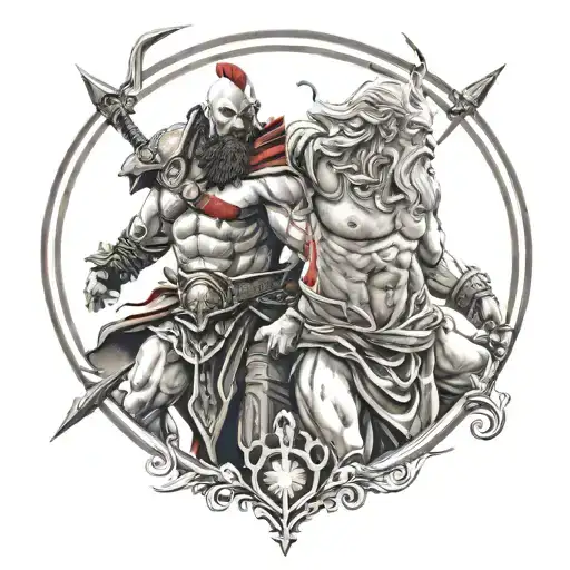 kratos and zeus leg tattoo design tattoo design idea
