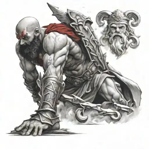 kratos vs zeus leg tattoo design tattoo design idea