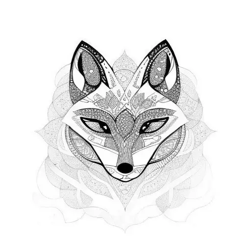 White fox in mandala tattoo design idea