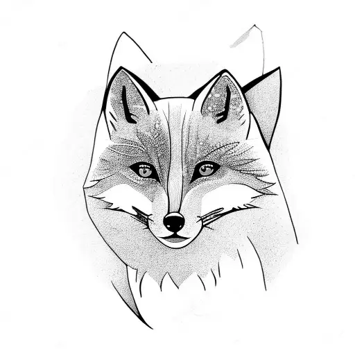 White fox in mandalas giving paw in friendly gesture tattoo design idea