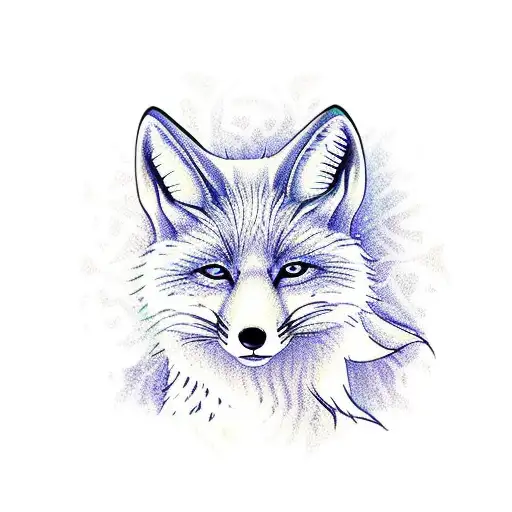 White fox in mandalas giving paw in friendly gesture tattoo design idea