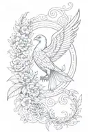 small phoenix, arrow, flower lili, circle, olive branch, Celtic knot, feather, anchor. tattoo design idea