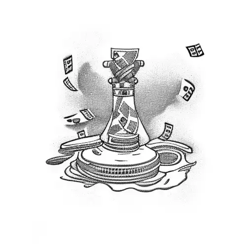 A tattoo design of a betting ticket with music notes and a beach scene in the background tattoo design idea