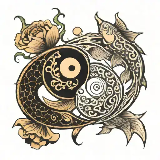 christian fish yin yang tattoo design idea