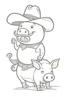 giant egg wearing a cowboy hat riding a cartoon pig tattoo design idea