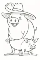 giant egg wearing a cowboy hat riding a cartoon pig tattoo design idea