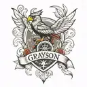 tattoo design with symbolism for two sons and a father one name Grayson and the other Gryffin  tattoo design idea