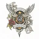 tattoo design with symbolism for two sons and a father one name Grayson and the other Gryffin  tattoo design idea