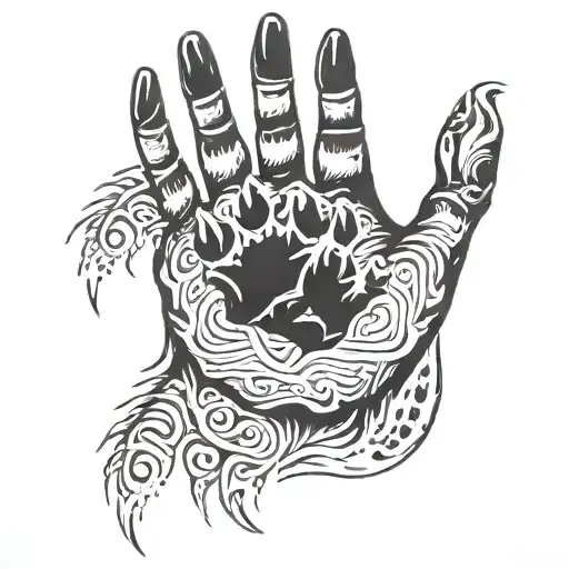 bear claw mark with baby hand print surrounded tattoo design idea