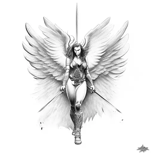 angels fighting demons tattoo design idea