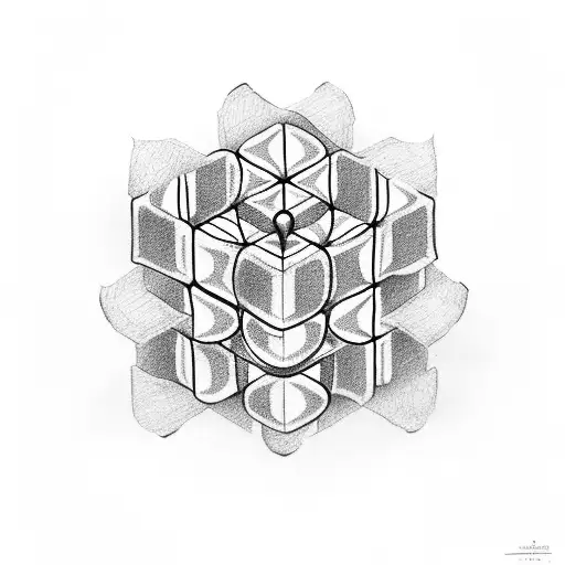 snake with Rubik's cube and Tamil tattoo design idea
