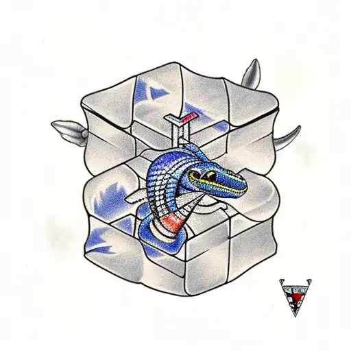 cobra with Rubik's cube design tattoo design idea
