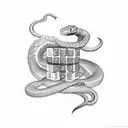 snake with Rubik's cube and Tamil tattoo design idea