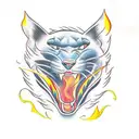 panther jumping through fire tattoo design idea