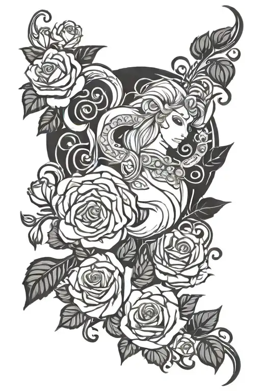 aries leo zodiac sign roses entwined tattoo design idea