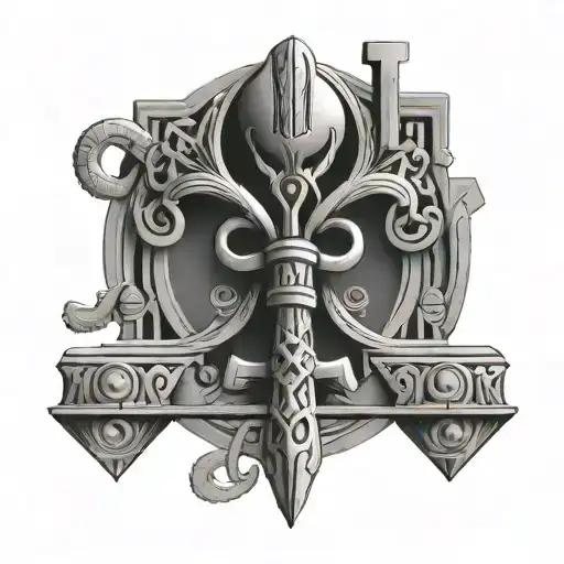 ankh osiris and djed pillar tattoo design idea