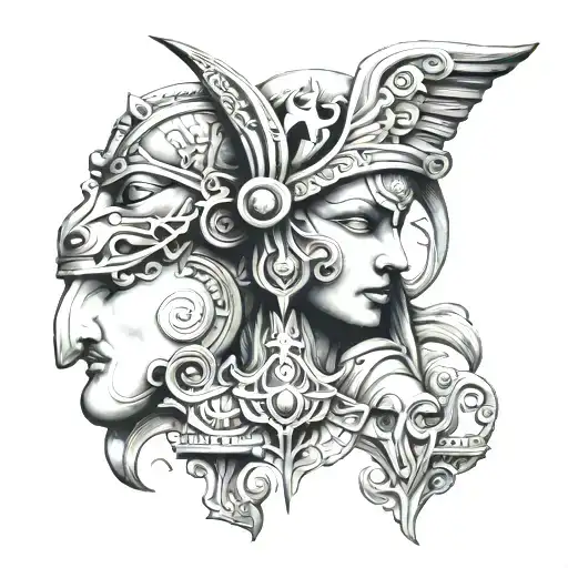 anhk and osiris key fusion tattoo design idea