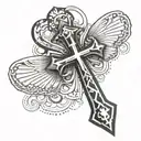 fusion ankh and djed pillar tattoo design idea