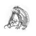 elvira peting a dragon tattoo design idea