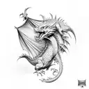 elvira peting a dragon tattoo design idea