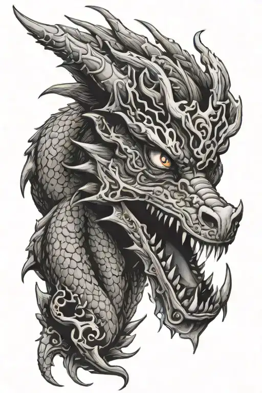 Evil dragon with third eye   tattoo design idea
