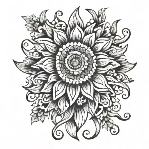 sun flowers mosaic tattoo design idea