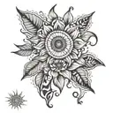 sun flowers mosaic tattoo design idea
