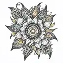 sun flowers mosaic tattoo design idea