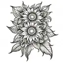 sun flowers mosaic tattoo design idea
