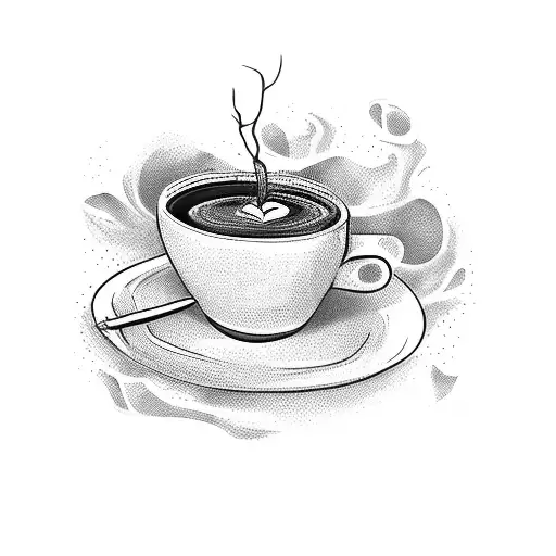 stack of books with coffee cup and a spooky background with wizard wand tattoo design idea