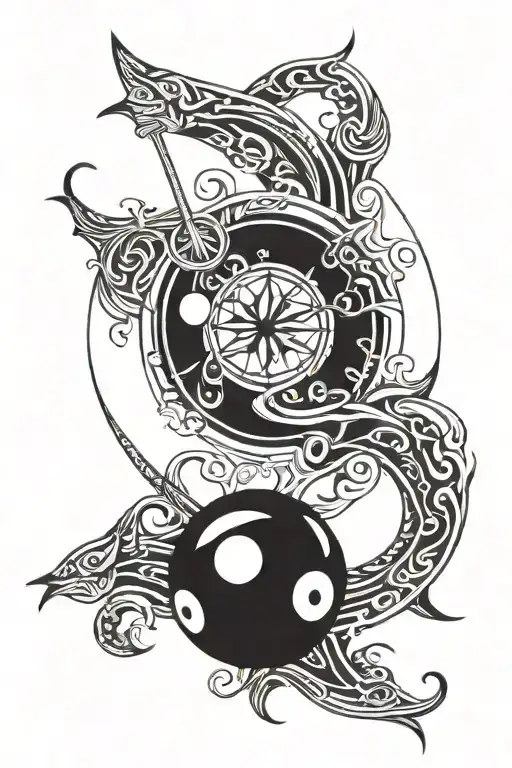billiards and photography and aquarius zodiac sign tattoo design idea